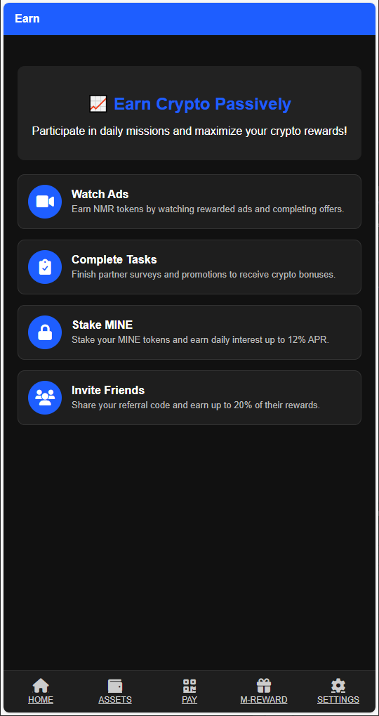 Earn Feature